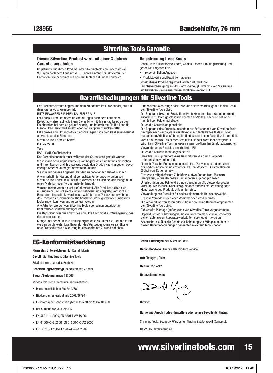 Silverline 950W Belt Sander 76mm User Manual | Page 16 / 28