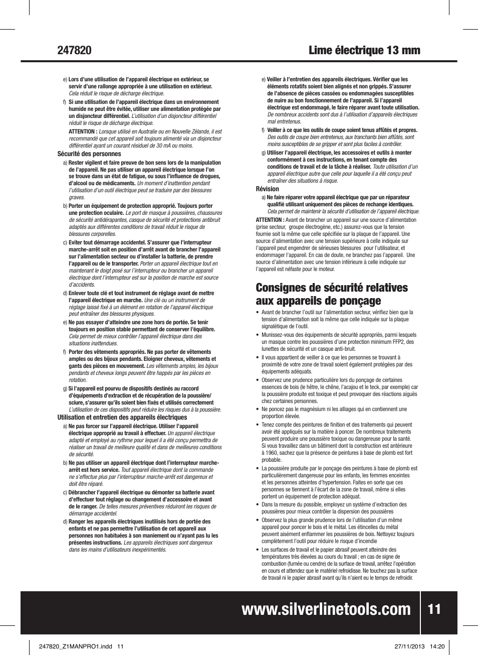 Silverline 260W Power Belt File 13mm User Manual | Page 12 / 40