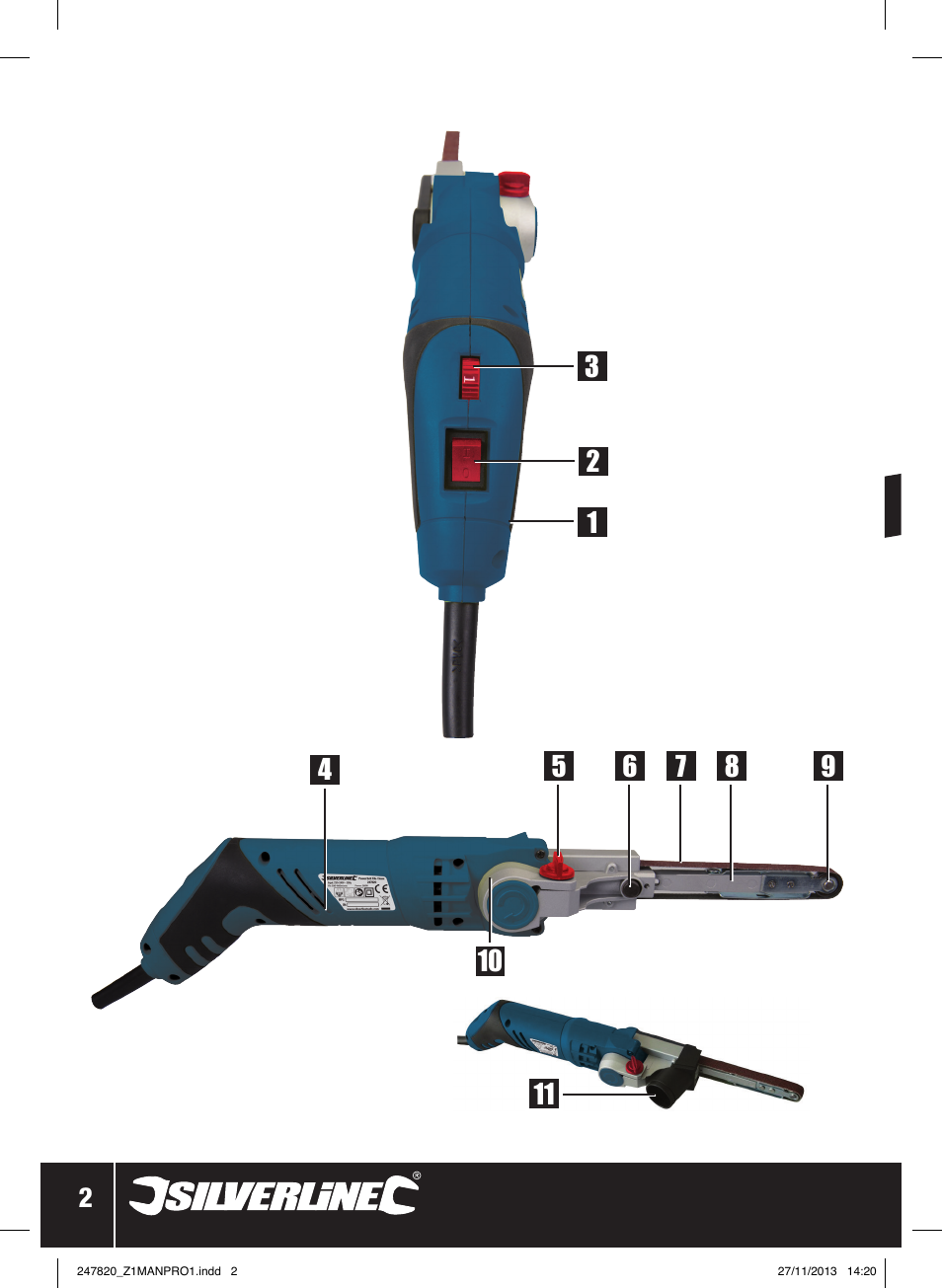 Silverline 260W Power Belt File 13mm User Manual | Page 3 / 40