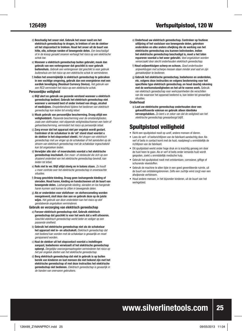 Spuitpistool veiligheid | Silverline 120W Spray Gun User Manual | Page 26 / 28