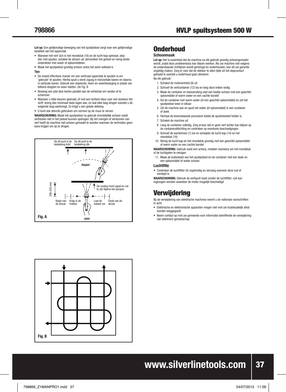 Onderhoud, Verwijdering | Silverline 500W HVLP Paint Sprayer User Manual | Page 38 / 40