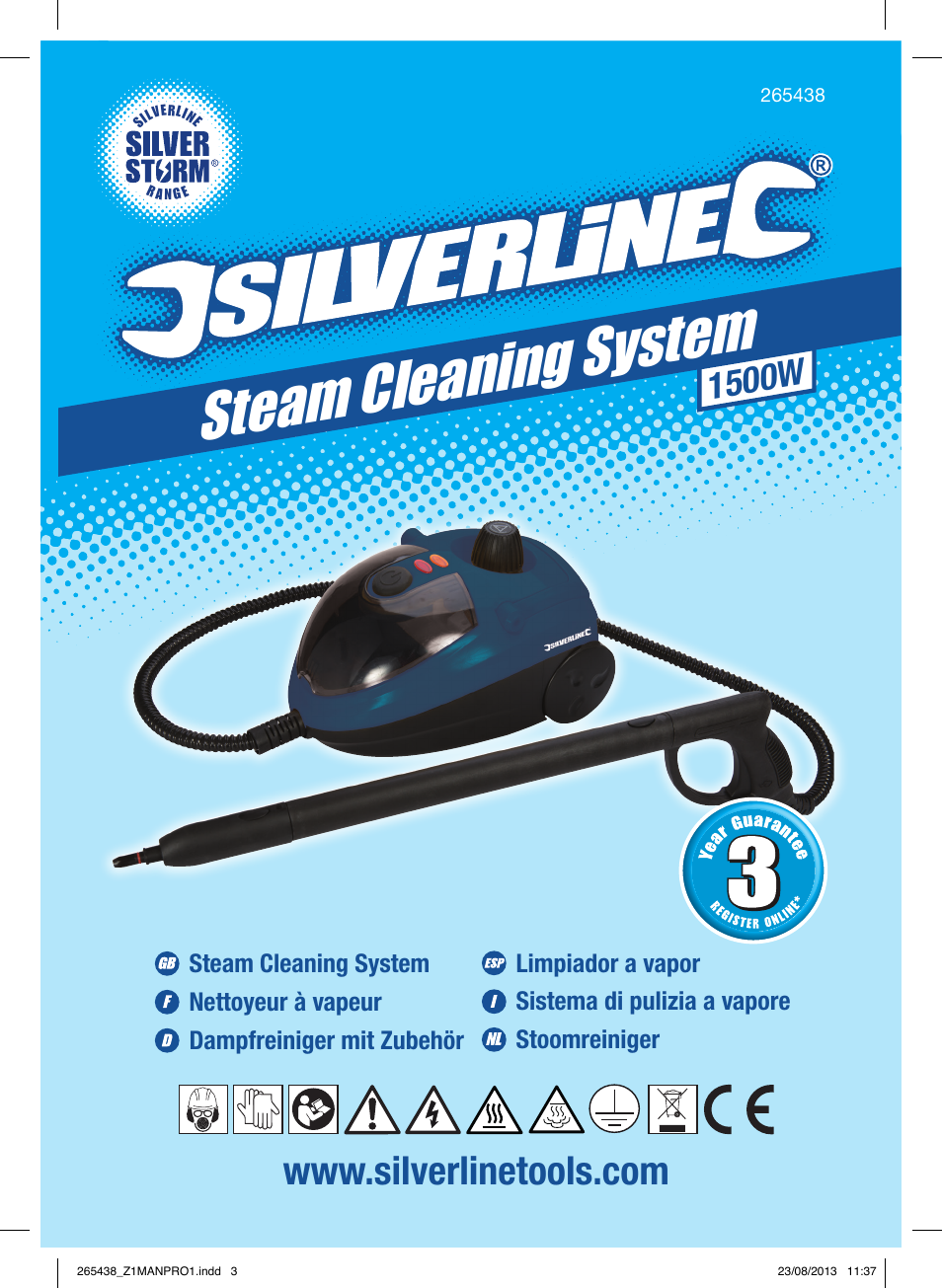 Steam cleaning system, 1500w | Silverline 1500W Steam Cleaning System User Manual | Page 2 / 28
