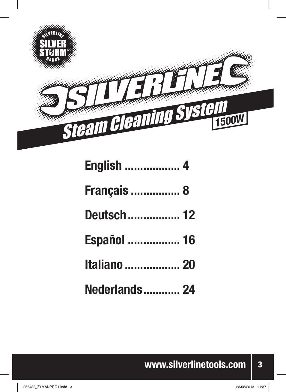 Steam cleaning system, 1500w | Silverline 1500W Steam Cleaning System User Manual | Page 4 / 28