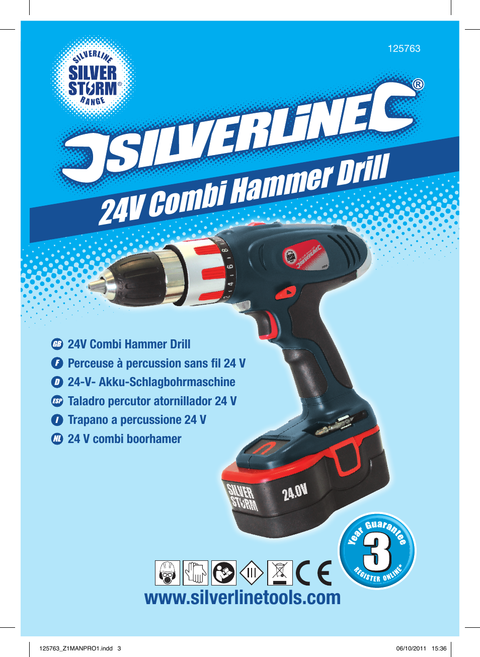 24v comb i hammer drill | Silverline Combi Hammer Drill 24V User Manual | Page 2 / 28