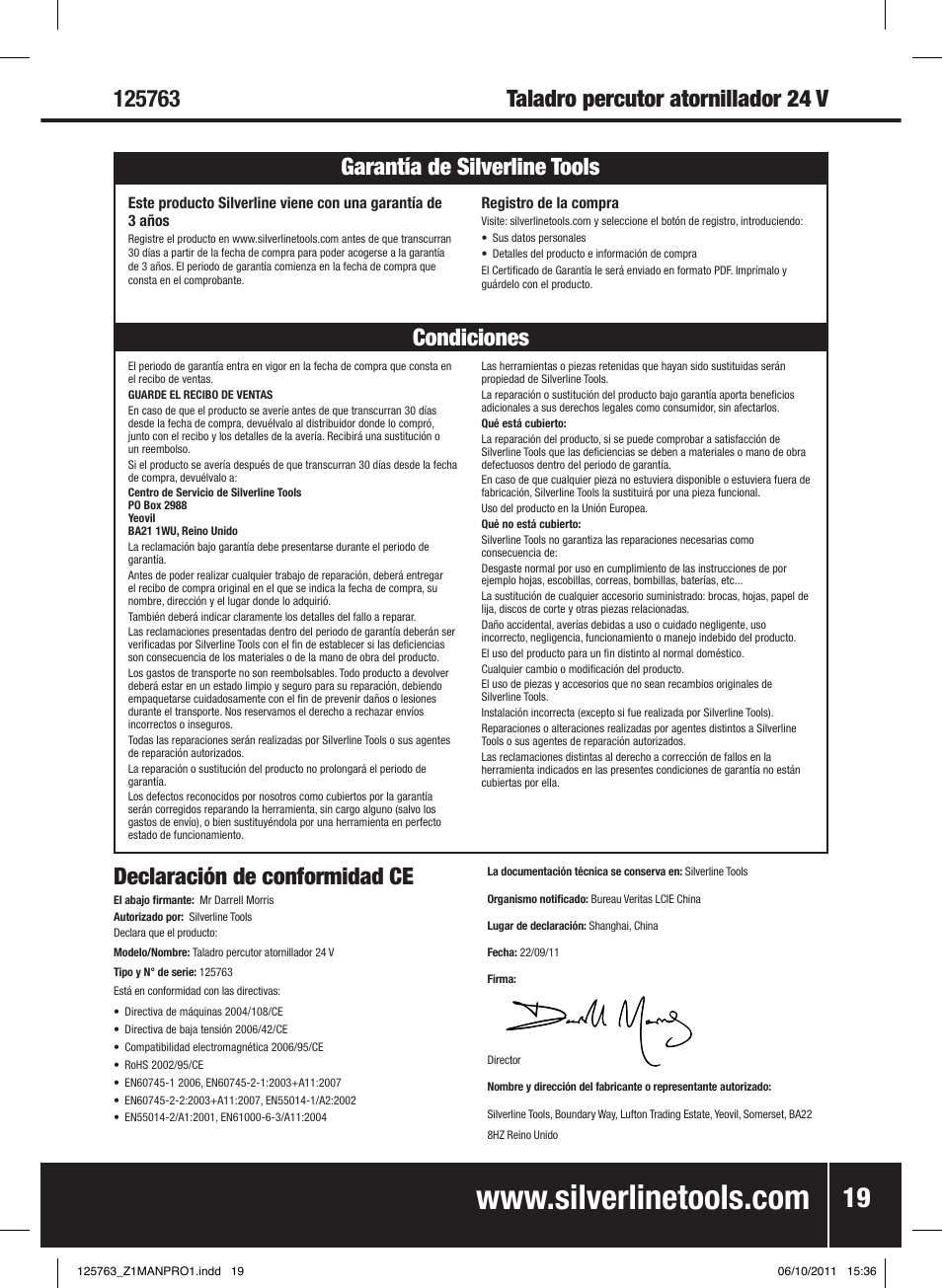 Silverline Combi Hammer Drill 24V User Manual | Page 20 / 28