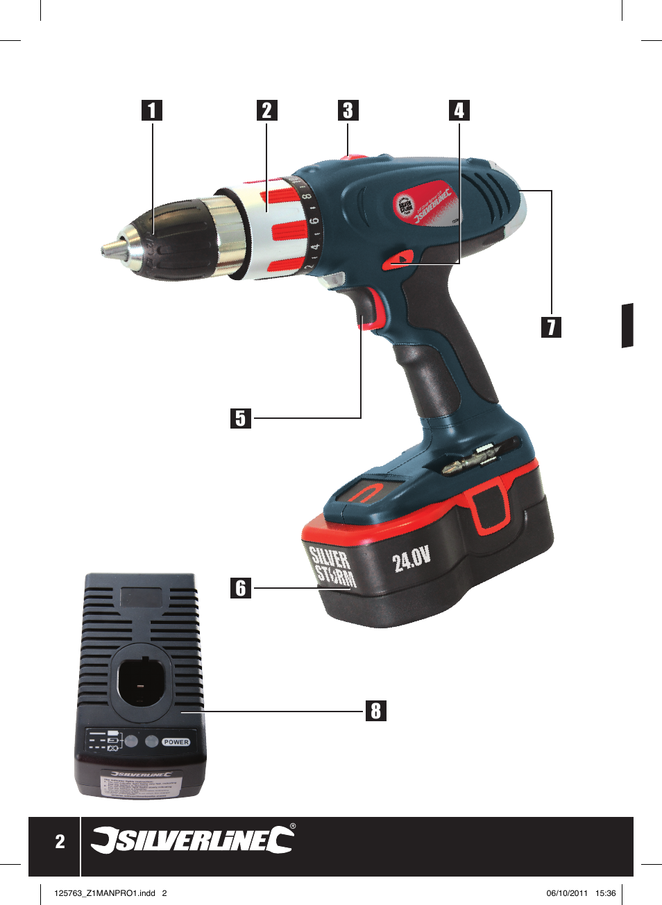 Silverline Combi Hammer Drill 24V User Manual | Page 3 / 28