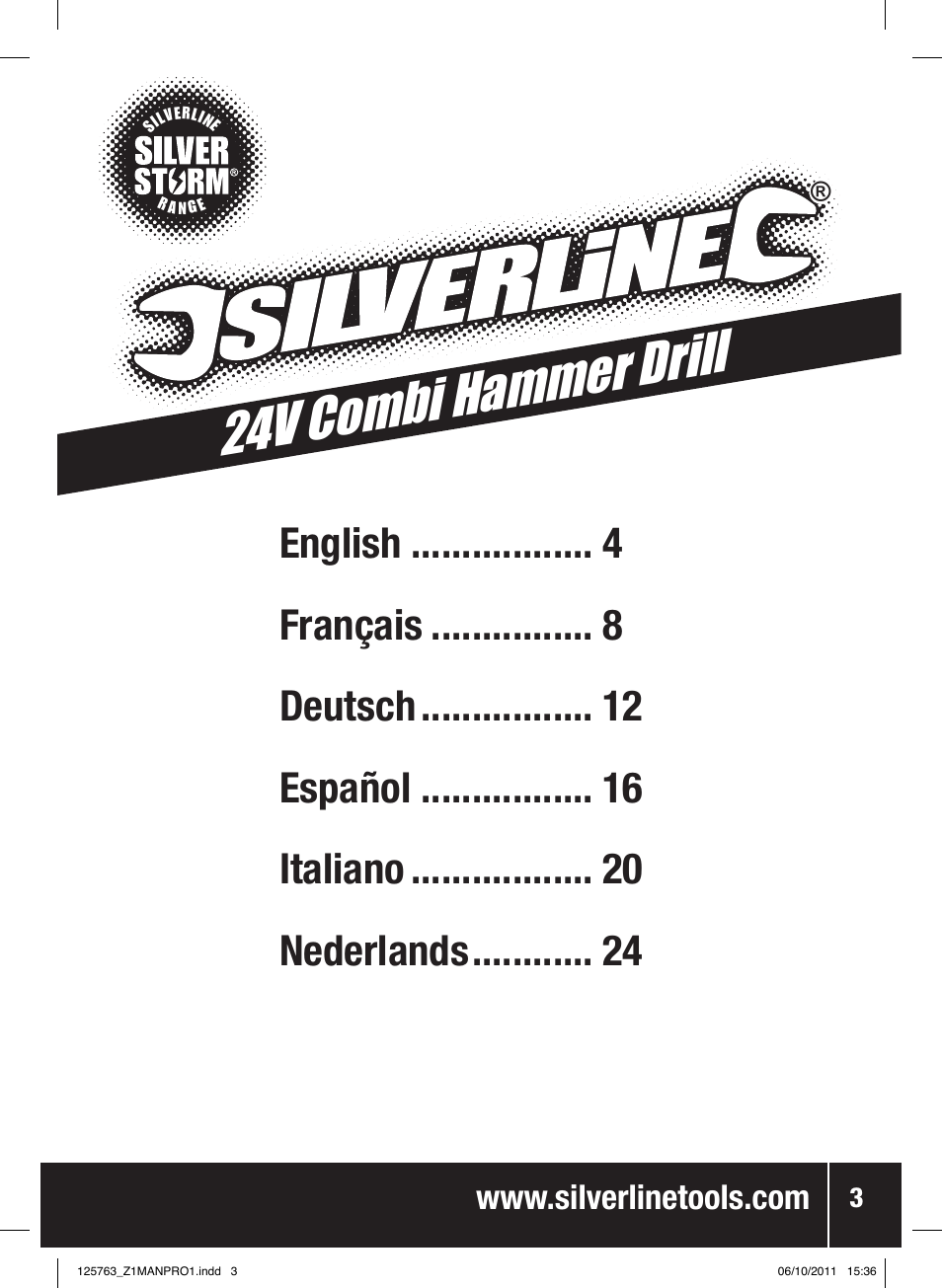 24v comb i hammer drill | Silverline Combi Hammer Drill 24V User Manual | Page 4 / 28