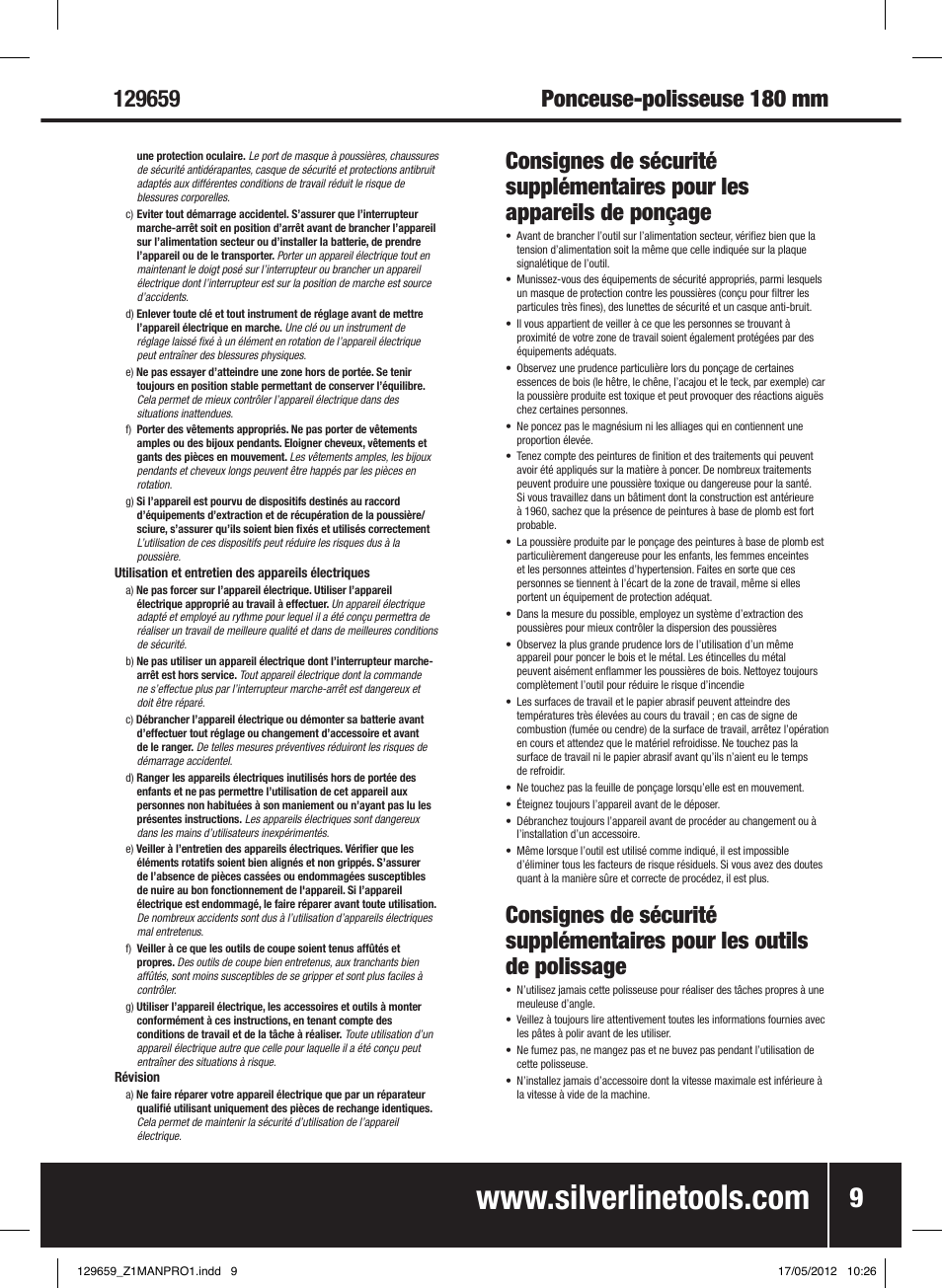 Silverline 1200W Sander Polisher 180mm User Manual | Page 10 / 28