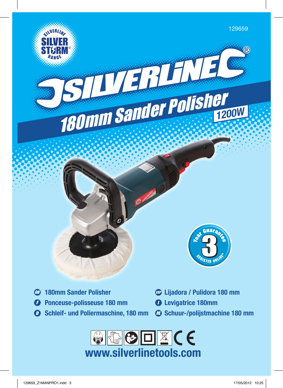 180mm sand er polisher, 1200w | Silverline 1200W Sander Polisher 180mm User Manual | Page 2 / 28