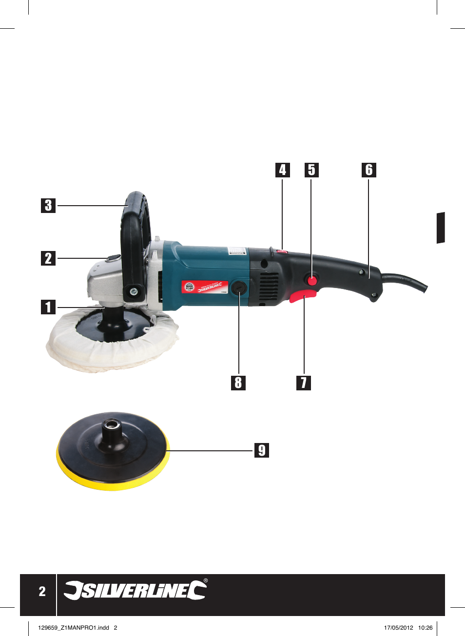 Silverline 1200W Sander Polisher 180mm User Manual | Page 3 / 28