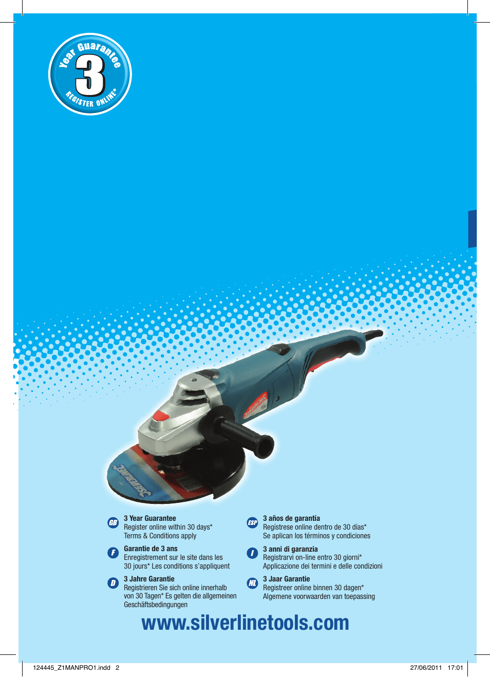 Silverline 2500W Angle Grinder 230mm User Manual | 28 pages