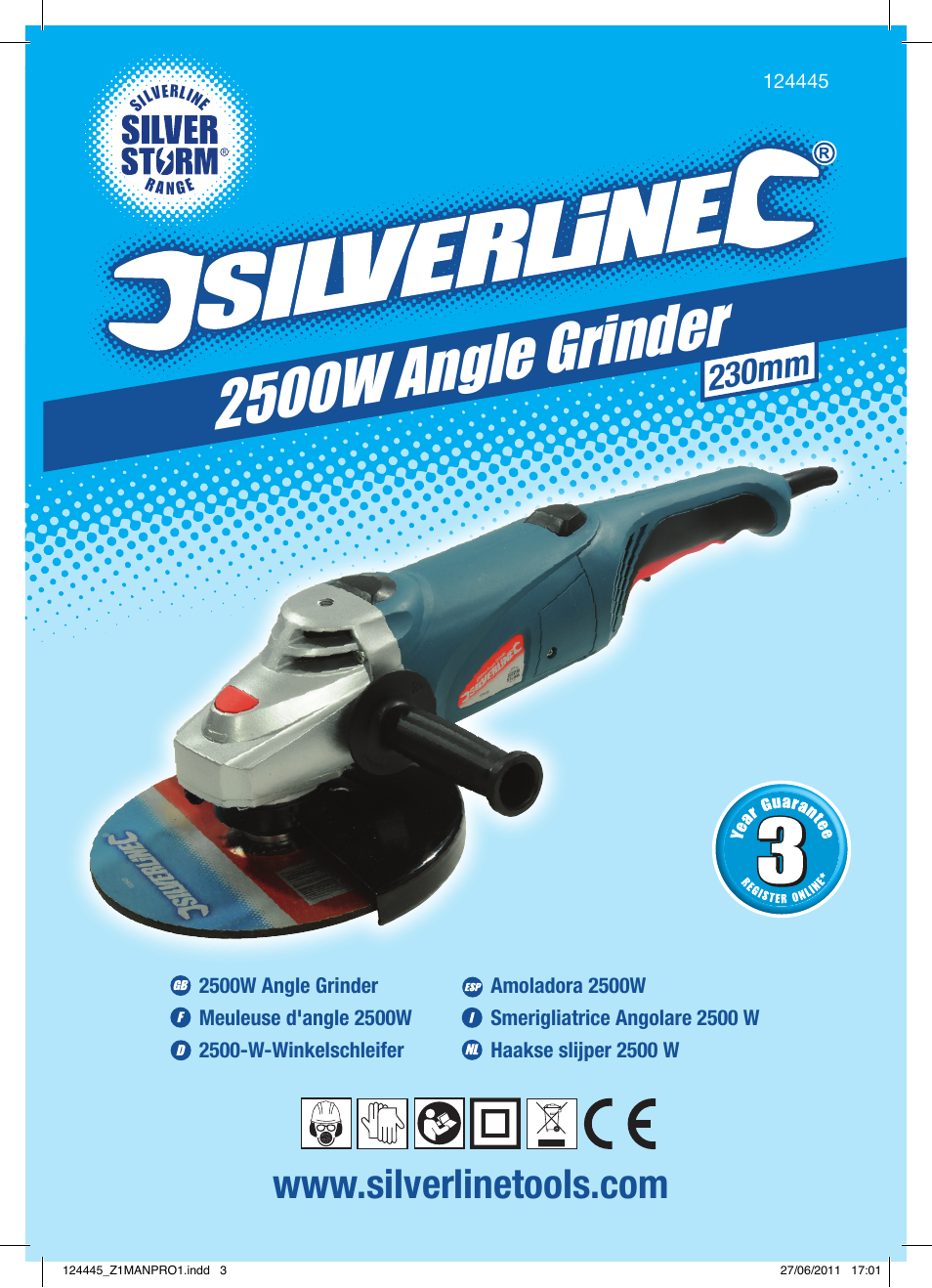 2500w angle grind er, 230mm | Silverline 2500W Angle Grinder 230mm User Manual | Page 2 / 28