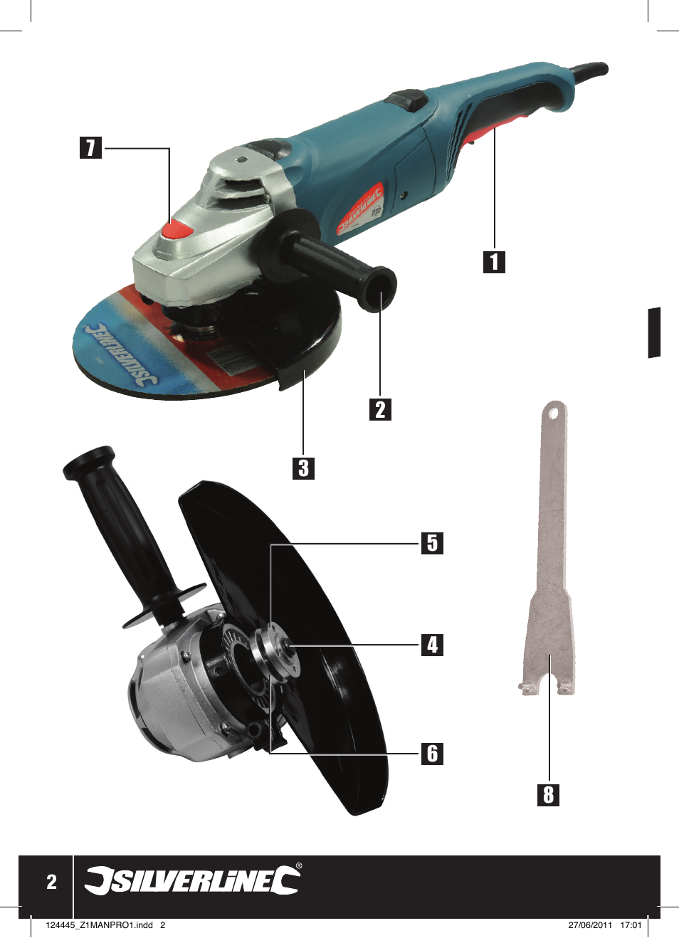 2500w ang le grinder | Silverline 2500W Angle Grinder 230mm User Manual | Page 3 / 28