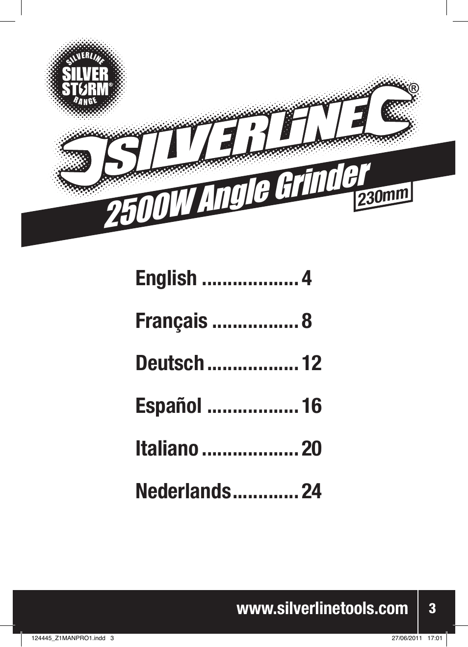 2500w ang le grinder | Silverline 2500W Angle Grinder 230mm User Manual | Page 4 / 28