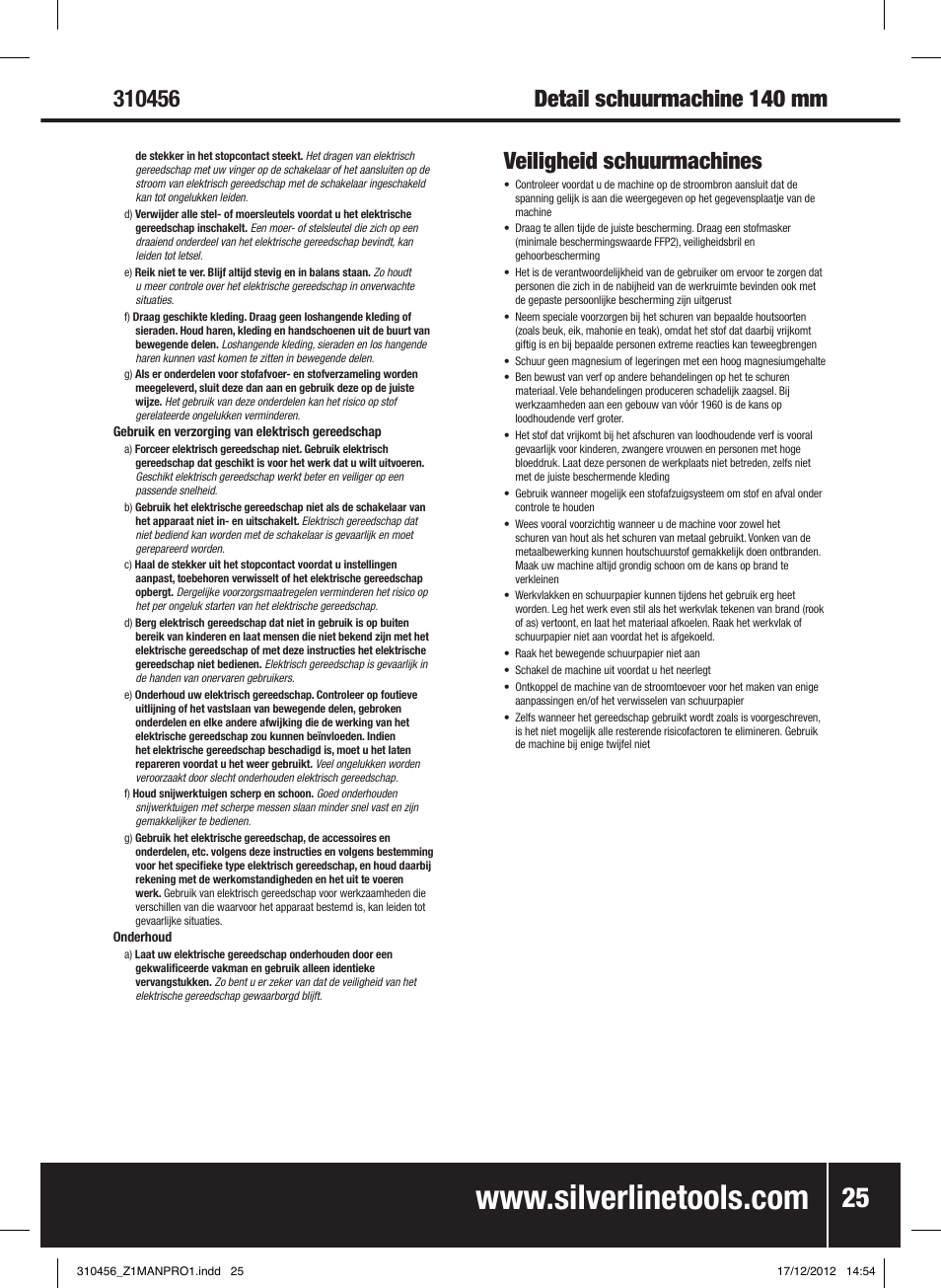Veiligheid schuurmachines | Silverline 160W Detail Sander User Manual | Page 26 / 28