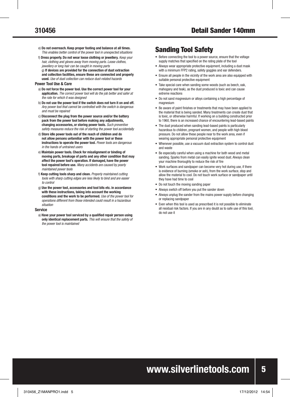 Detail sander 140mm sanding tool safety | Silverline 160W Detail Sander User Manual | Page 6 / 28