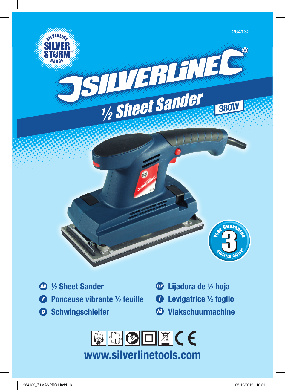 Sheet sand er, 380w 1 | Silverline 1/2 Sheet Sander User Manual | Page 2 / 28