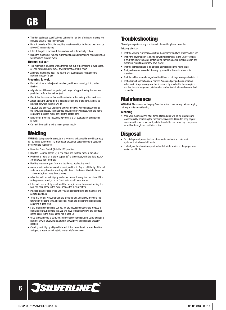 Welding, Troubleshooting, Maintenance | Disposal | Silverline 100A Arc Welder User Manual | Page 7 / 28