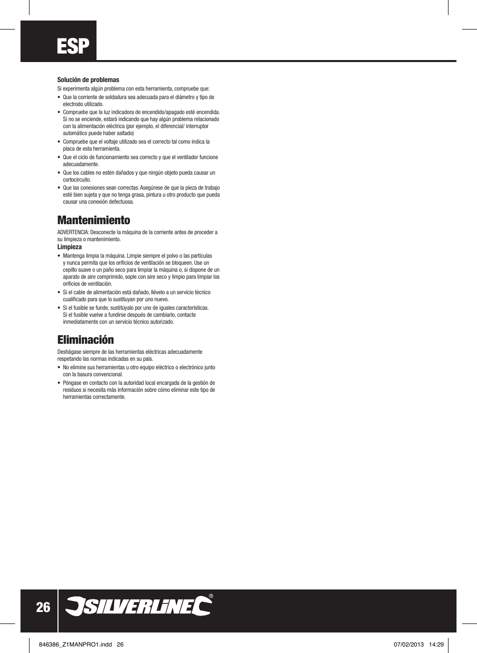 Mantenimiento, Eliminación | Silverline 100A Inverter Arc Welder User Manual | Page 27 / 40