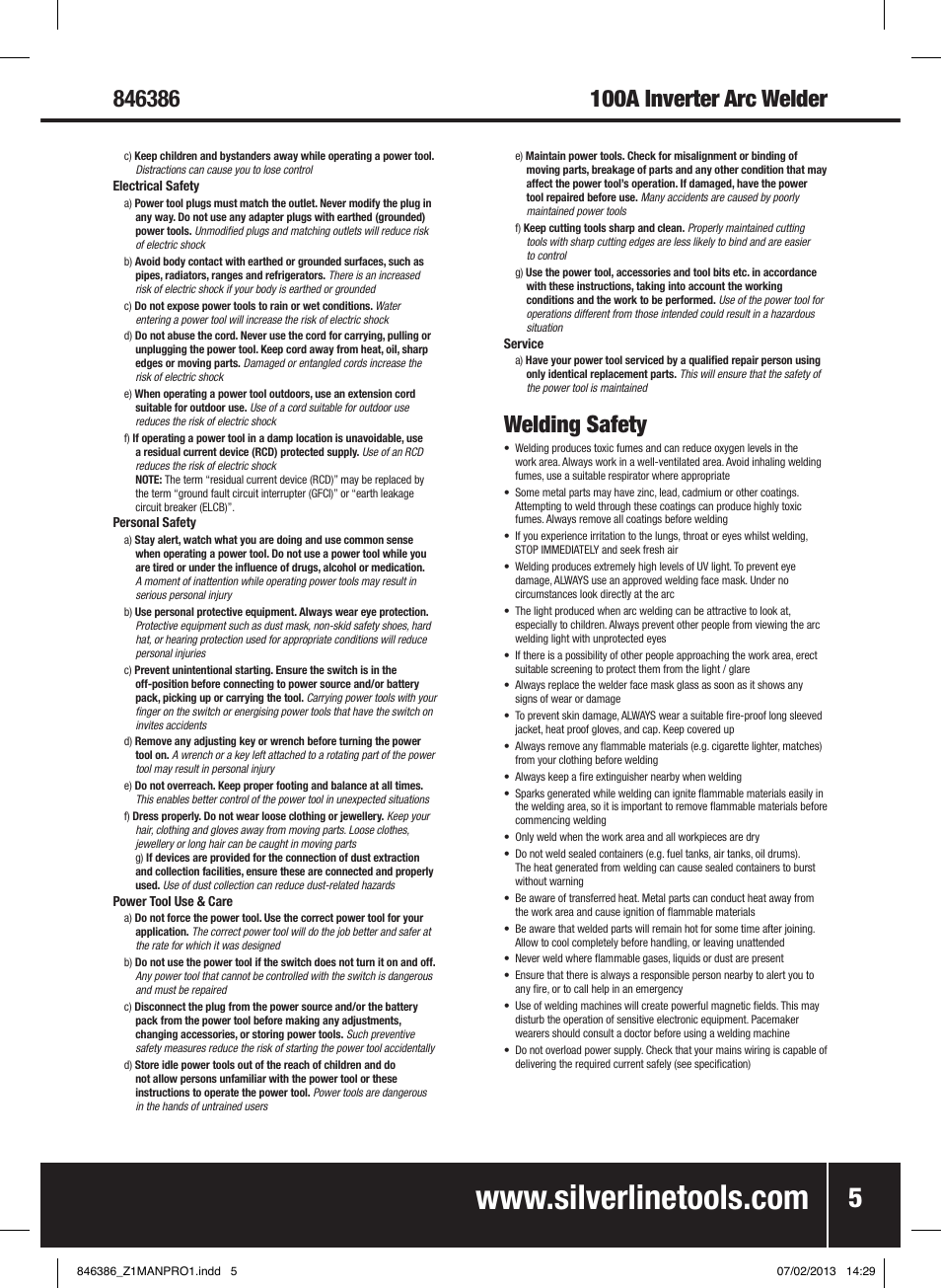 Welding safety | Silverline 100A Inverter Arc Welder User Manual | Page 6 / 40