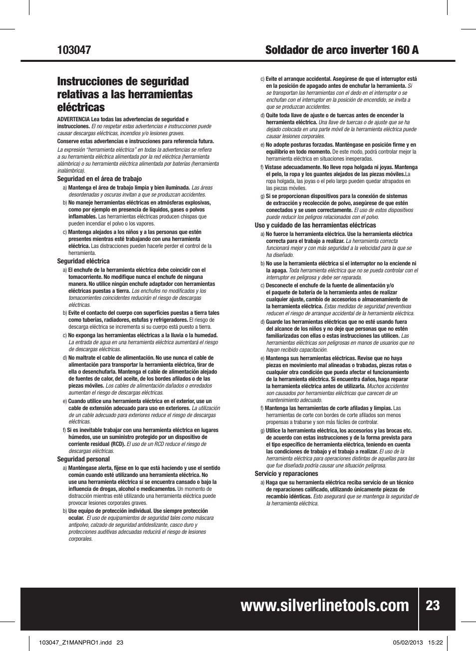 Silverline 160A Inverter Arc Welder User Manual | Page 24 / 40