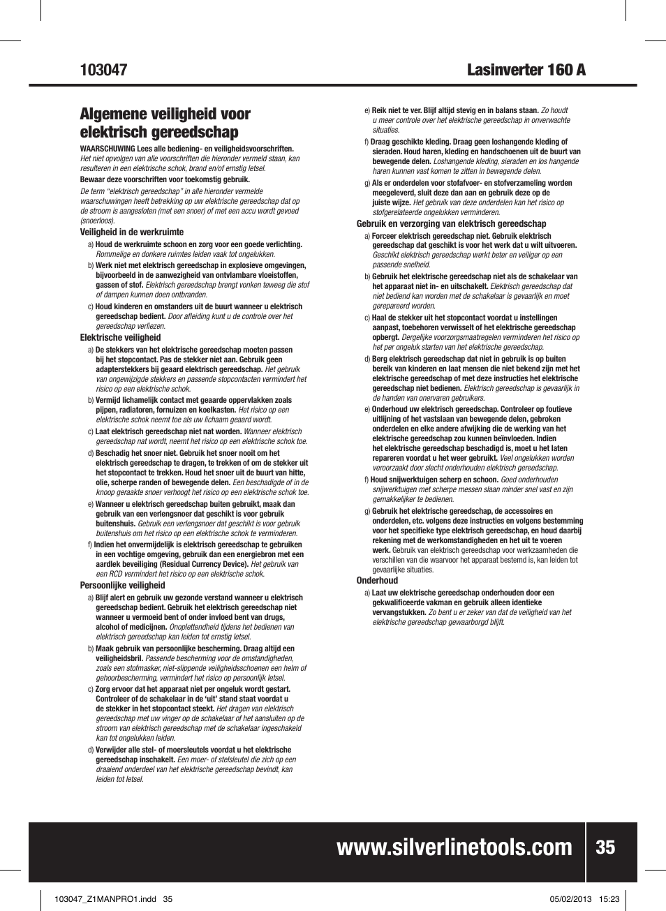 Silverline 160A Inverter Arc Welder User Manual | Page 36 / 40