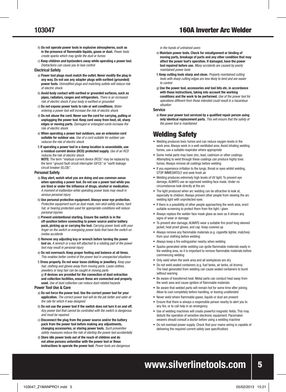 Welding safety | Silverline 160A Inverter Arc Welder User Manual | Page 6 / 40