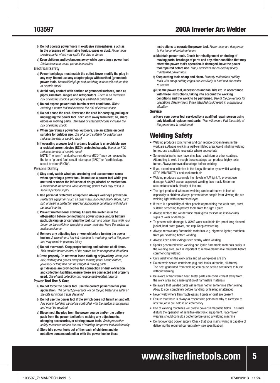 Welding safety | Silverline 200A Inverter Arc Welder User Manual | Page 6 / 40