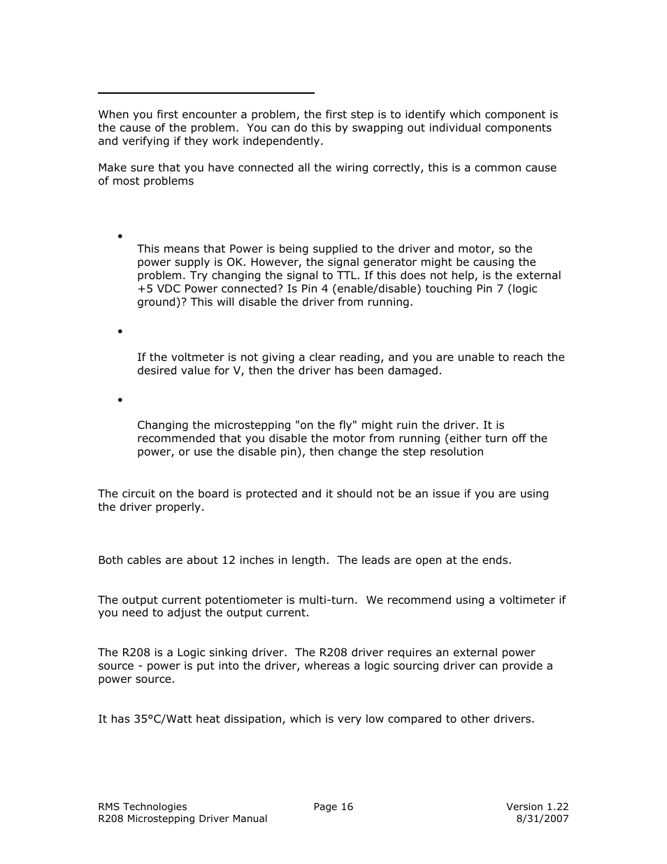 RMS Technologies R208 DRIVER User Manual | Page 16 / 16