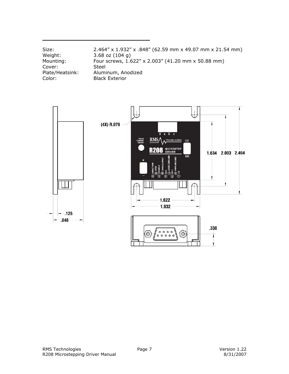 RMS Technologies R208 DRIVER User Manual | Page 7 / 16
