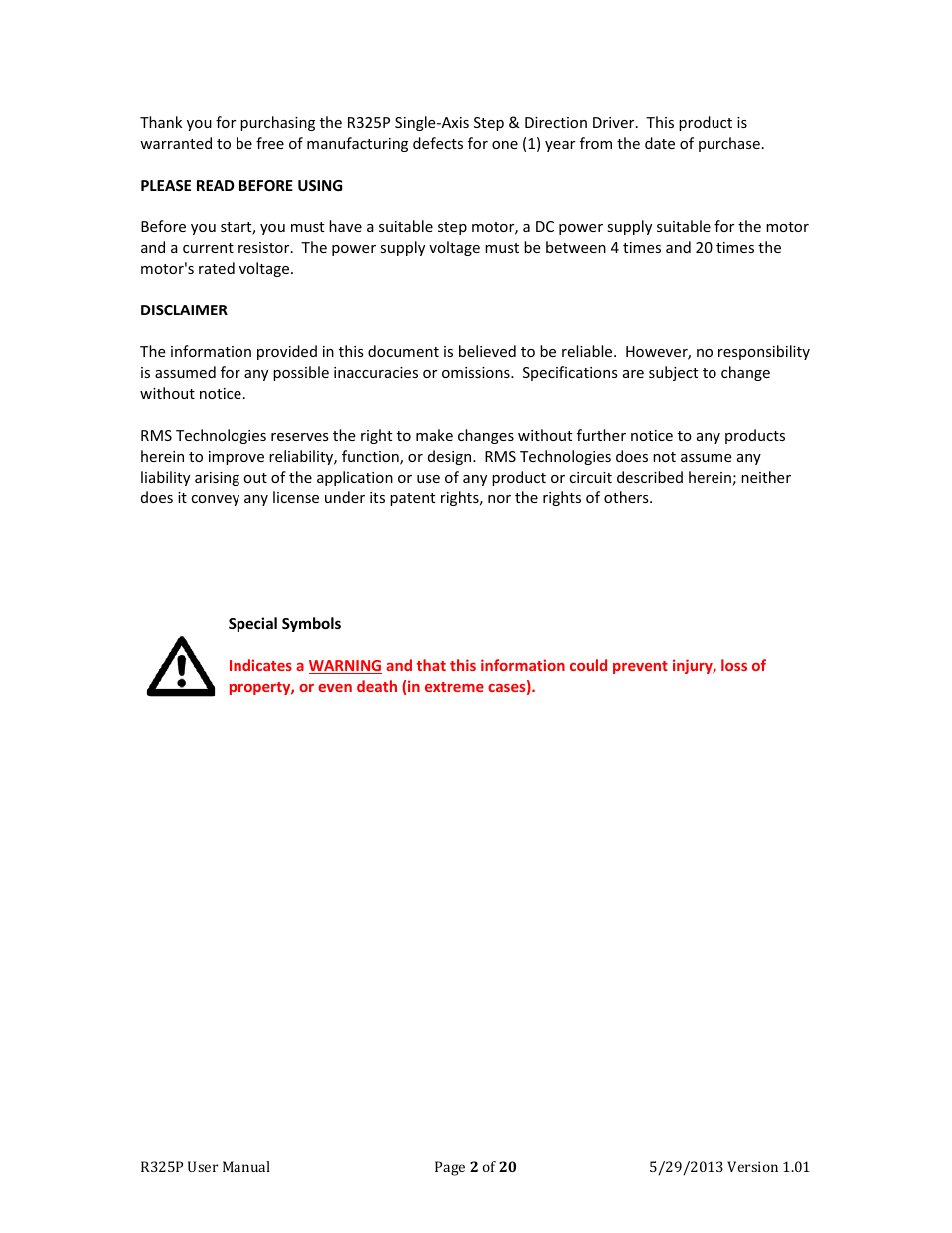 RMS Technologies R325P DRIVER User Manual | Page 2 / 20