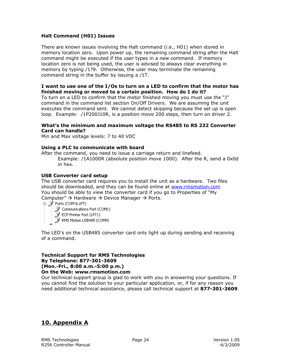 RMS Technologies R256 CONTROLLER/DRIVER User Manual | Page 24 / 27