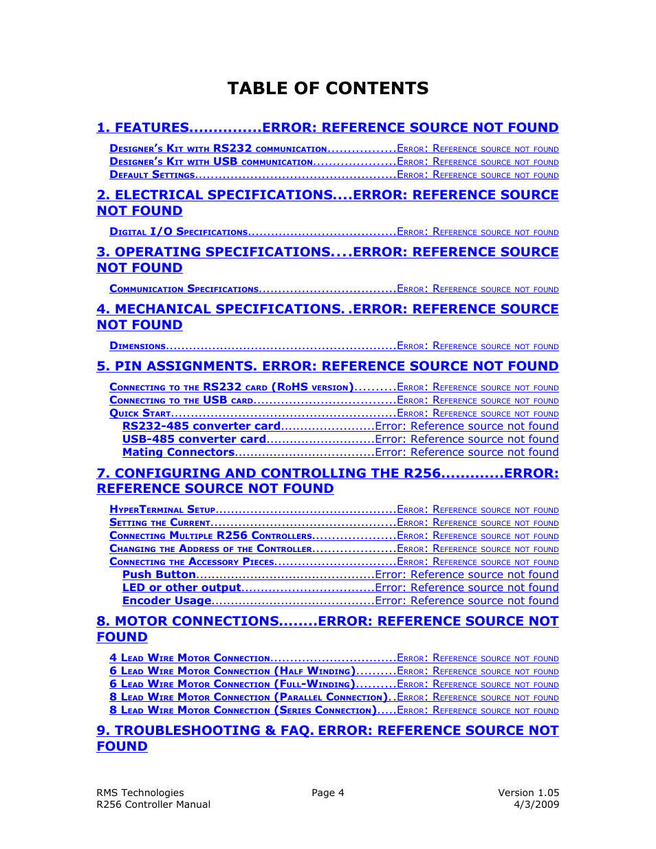 RMS Technologies R256 CONTROLLER/DRIVER User Manual | Page 4 / 27