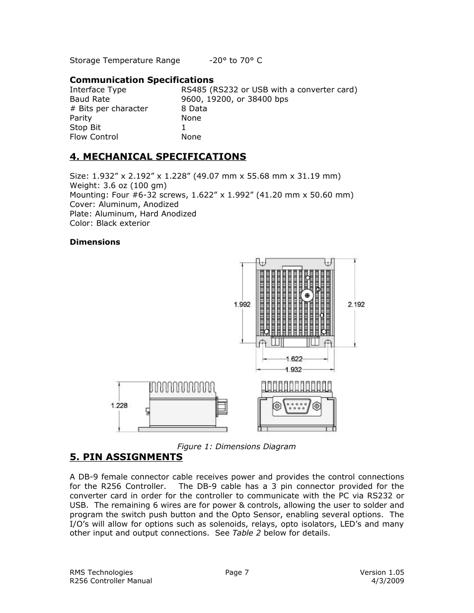 RMS Technologies R256 CONTROLLER/DRIVER User Manual | Page 7 / 27