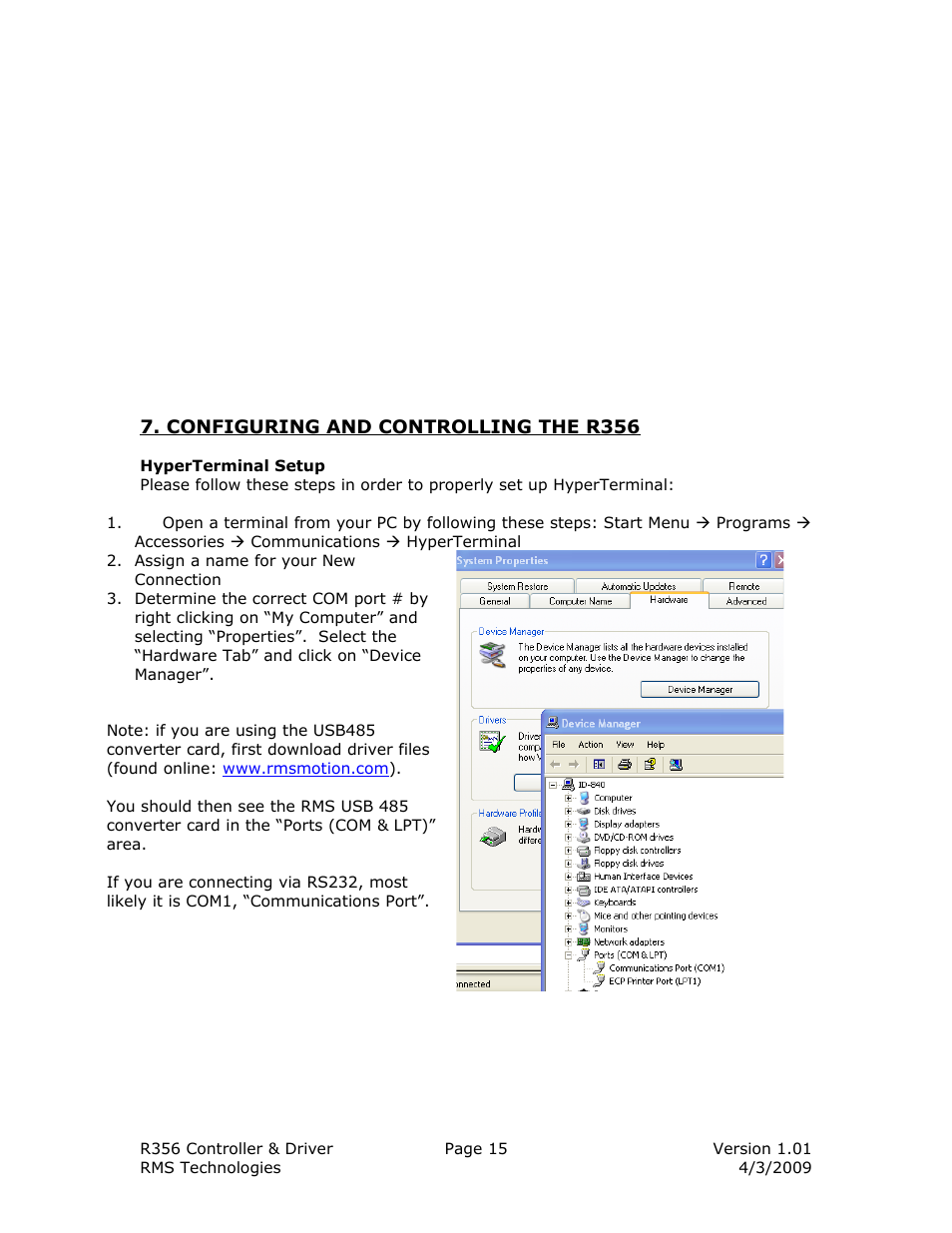 RMS Technologies R356-RO CONTROLLER/DRIVER User Manual | Page 15 / 25