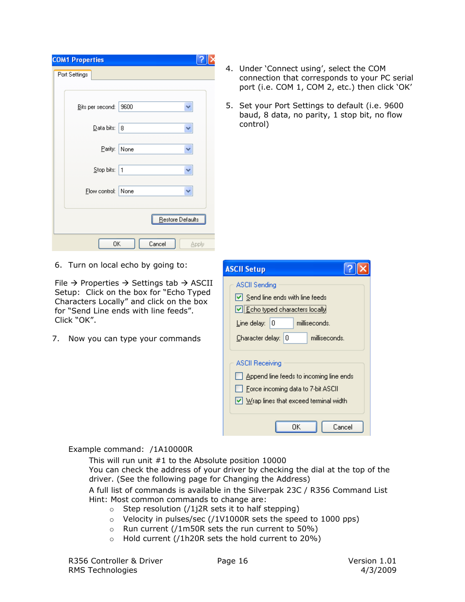 RMS Technologies R356-RO CONTROLLER/DRIVER User Manual | Page 16 / 25