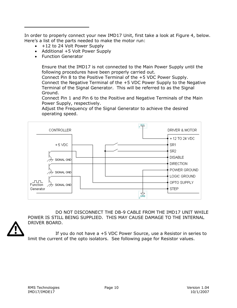 Getting started | RMS Technologies IMDE17 INTEGRATED MOTOR + DRIVER + ENCODER User Manual | Page 10 / 13