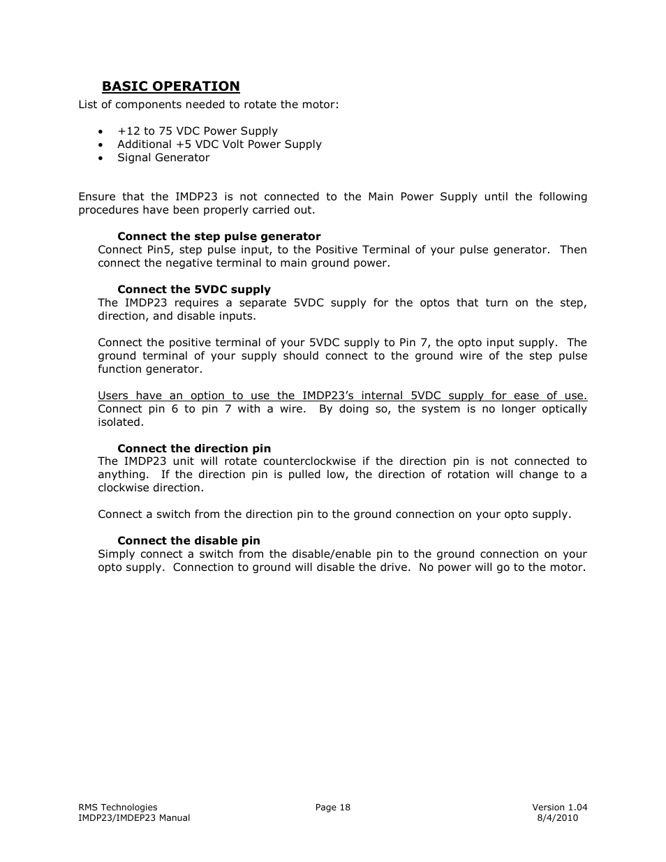 Basic operation, 8basic operation | RMS Technologies IMDP 23 W/ POLE DAMPING TECHNOLOGY*NEW* User Manual | Page 18 / 26