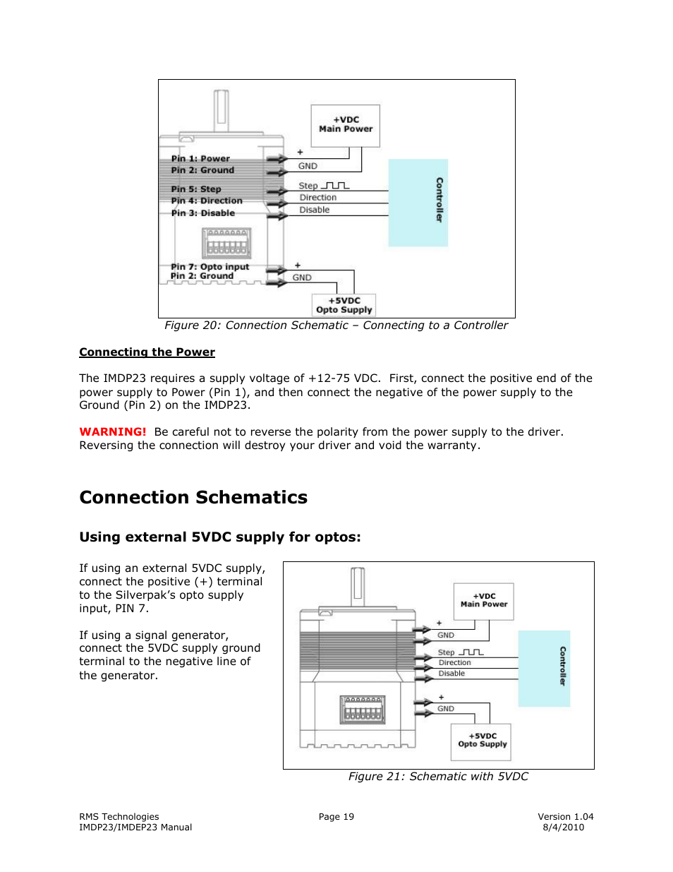 Connection schematics | RMS Technologies IMDP 23 W/ POLE DAMPING TECHNOLOGY*NEW* User Manual | Page 19 / 26