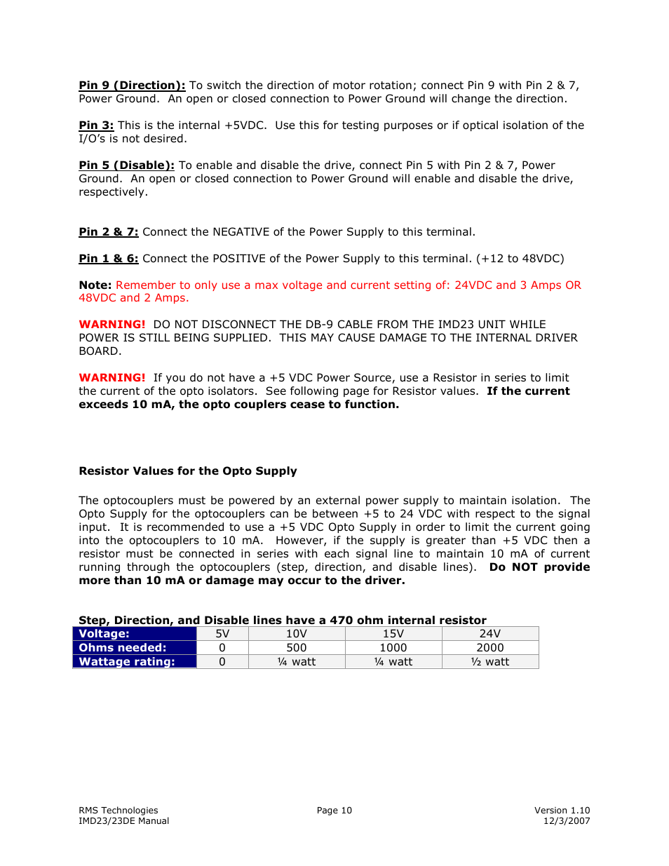 RMS Technologies IMD23 W/ POLE DAMPING TECHNOLOGY User Manual | Page 10 / 23