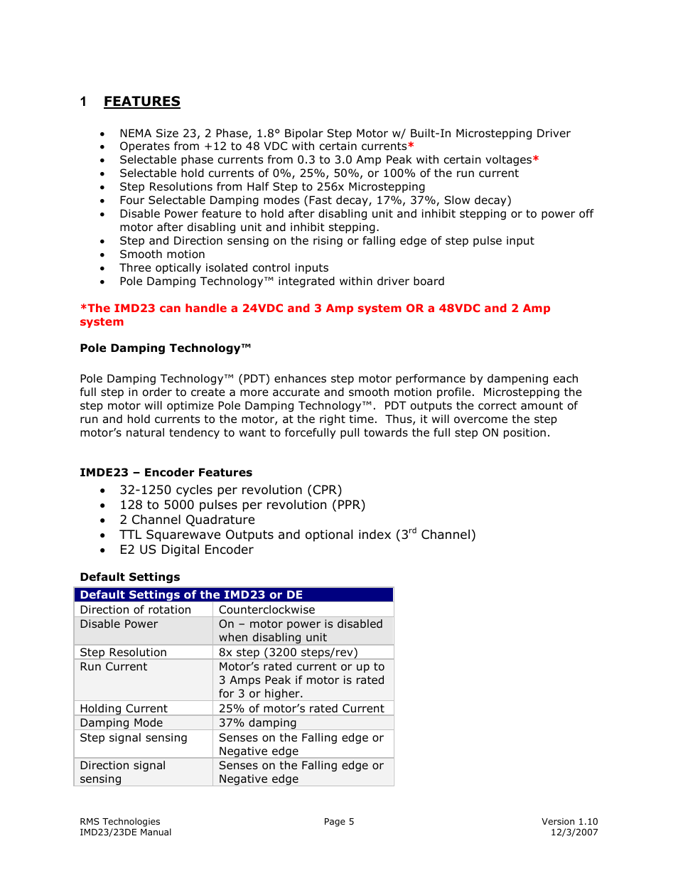 RMS Technologies IMD23 W/ POLE DAMPING TECHNOLOGY User Manual | Page 5 / 23
