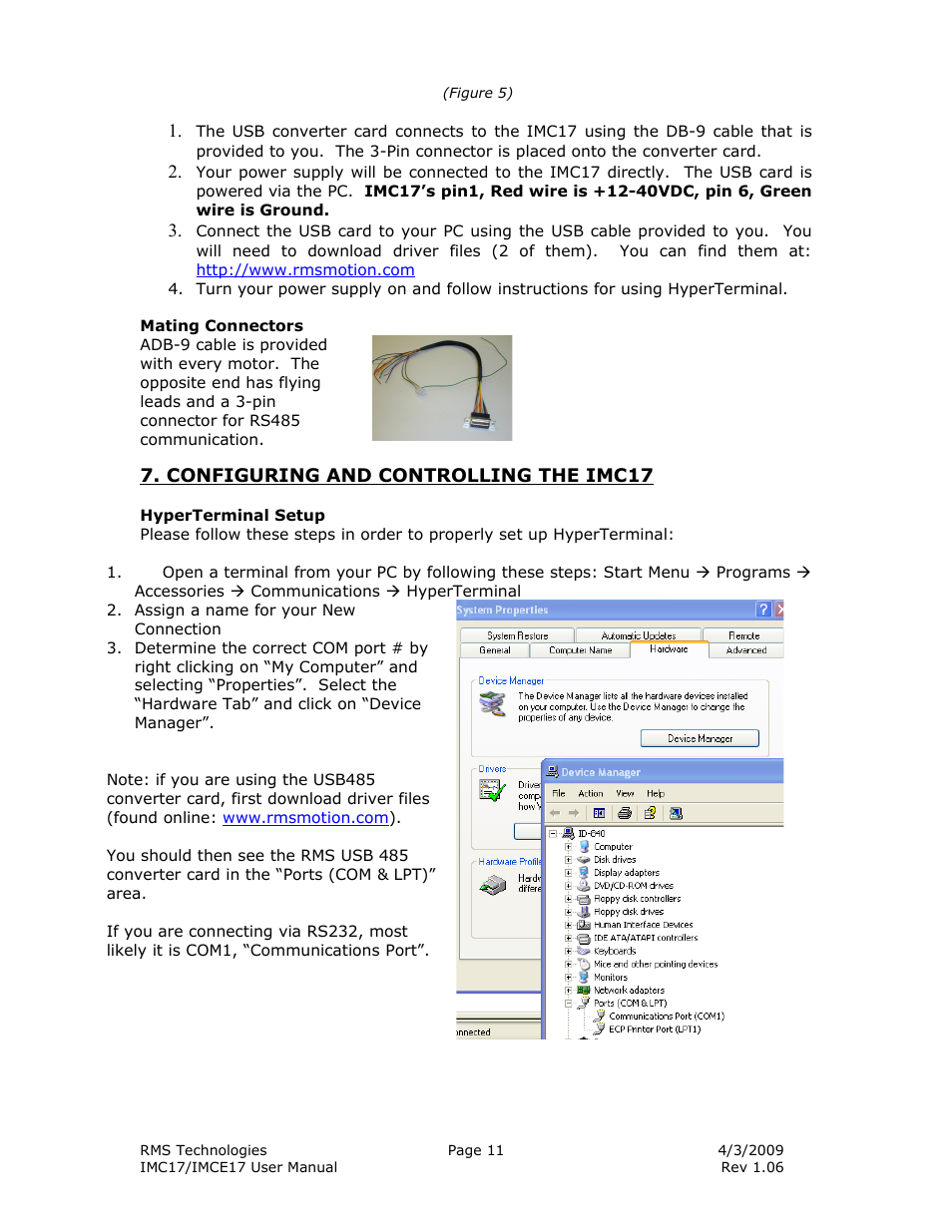 RMS Technologies IMC17 INTEGRATED MOTOR CONTROLLER/DRIVER User Manual | Page 11 / 23