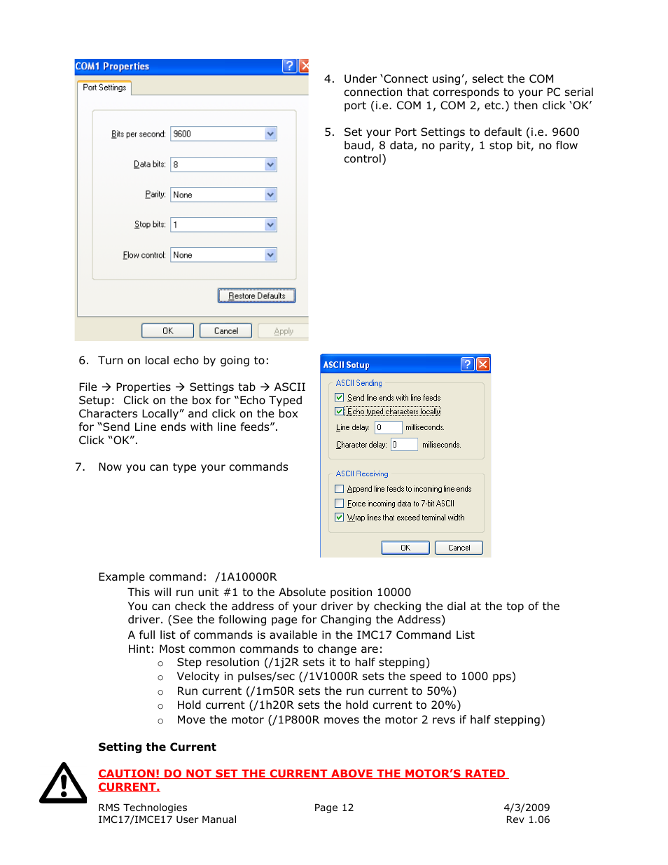 RMS Technologies IMC17 INTEGRATED MOTOR CONTROLLER/DRIVER User Manual | Page 12 / 23