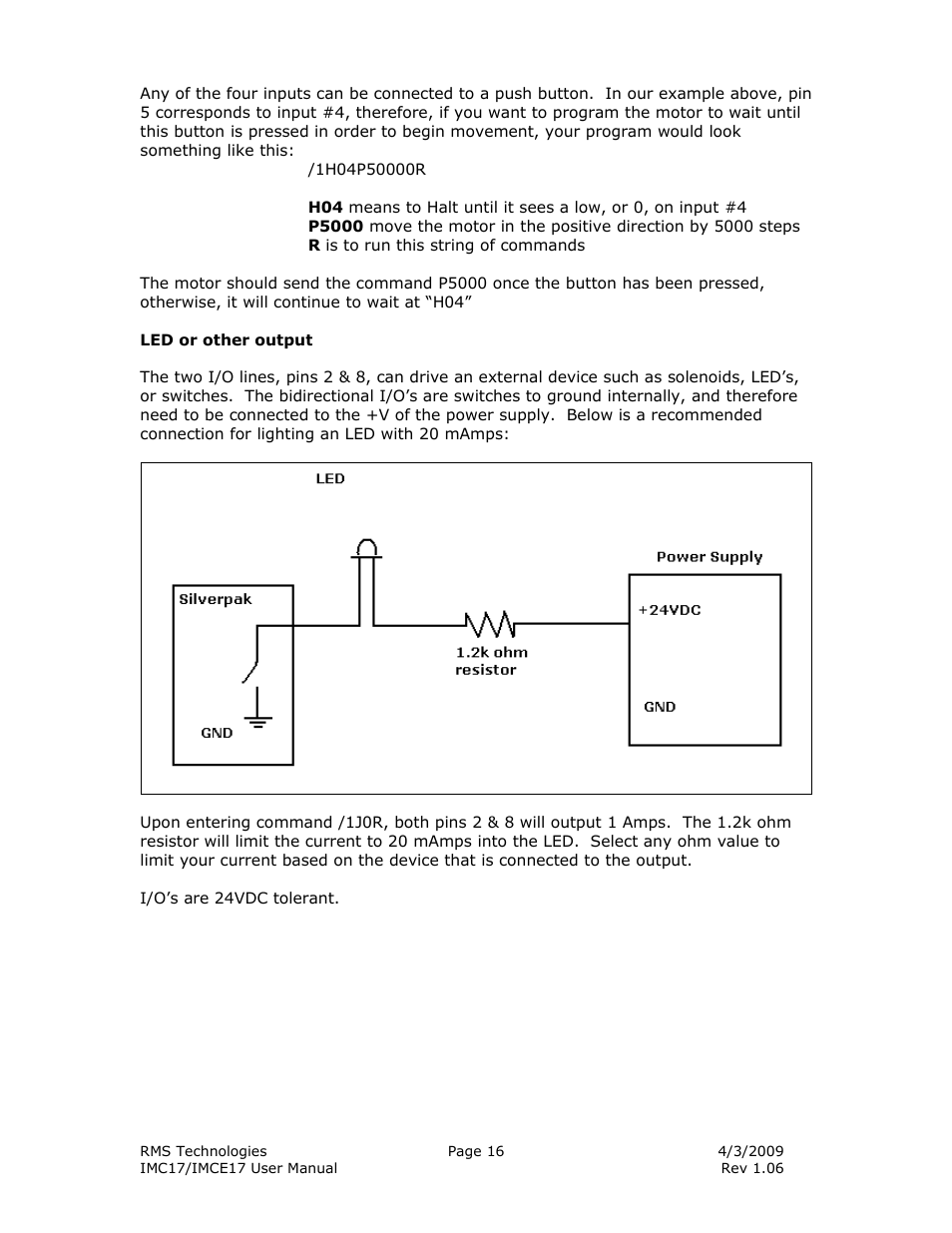 RMS Technologies IMC17 INTEGRATED MOTOR CONTROLLER/DRIVER User Manual | Page 16 / 23
