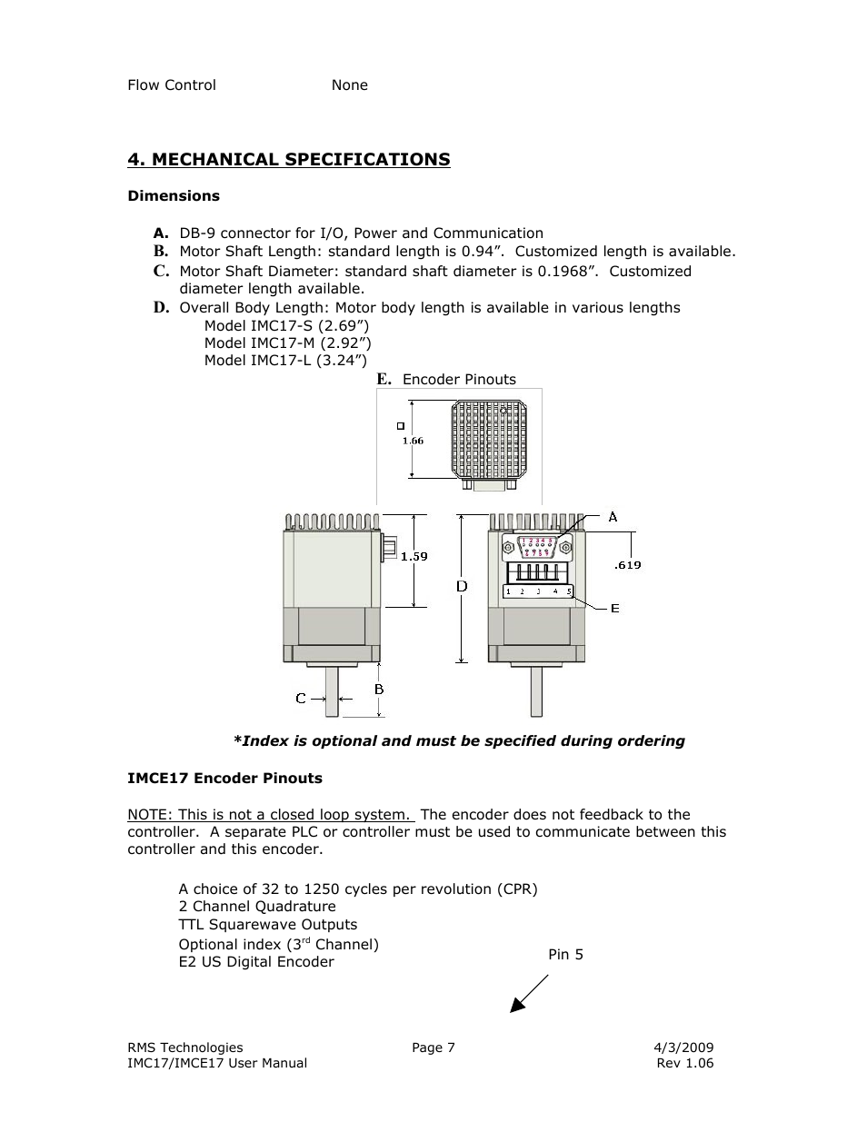 RMS Technologies IMC17 INTEGRATED MOTOR CONTROLLER/DRIVER User Manual | Page 7 / 23