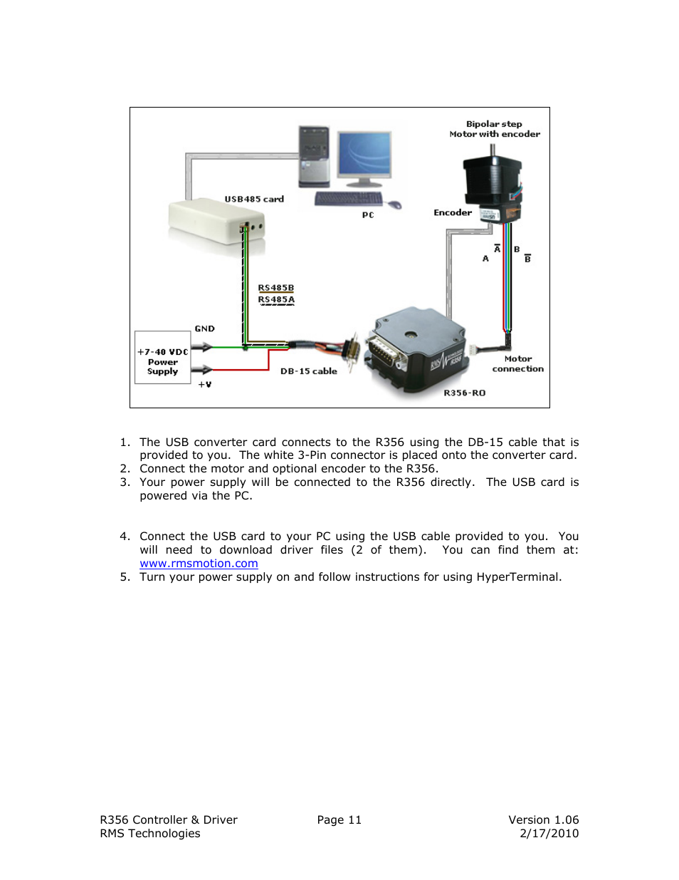 RMS Technologies IMCE23 INTERGRATED MOTOR+CONTROLLER +DRIVER+ENCOD User Manual | Page 11 / 23