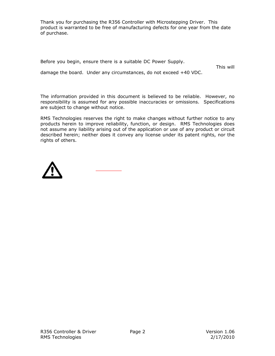 RMS Technologies IMCE23 INTERGRATED MOTOR+CONTROLLER +DRIVER+ENCOD User Manual | Page 2 / 23