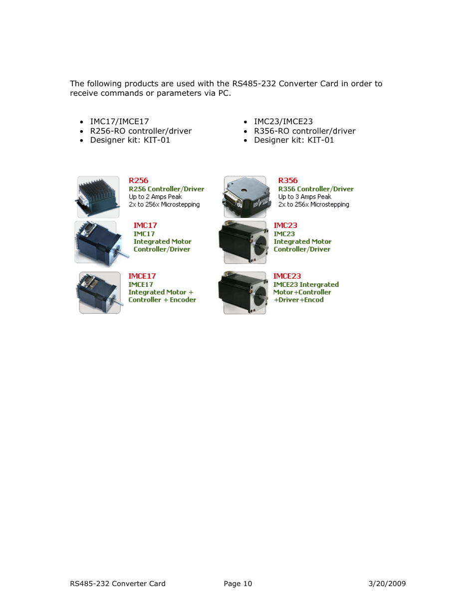 7 products | RMS Technologies ACC-03 RS485 TO RS232 CONVERTER CARD (ROHS) User Manual | Page 10 / 10