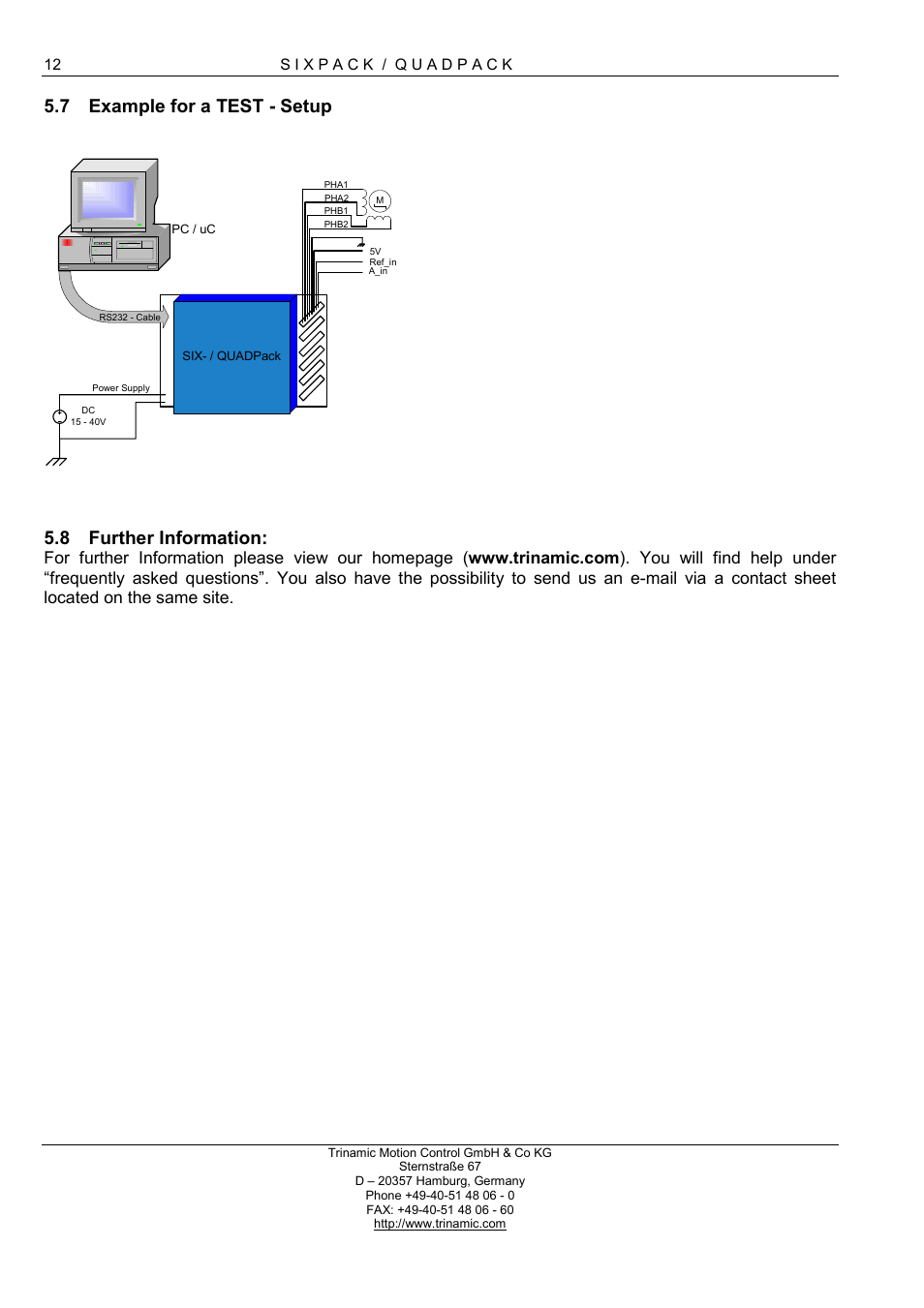 Example for a test - setup, Further information, C o n t r o l | 7 example for a test - setup, 8 further information | RMS Technologies 4-AXIS CONTROLLER/DRIVER User Manual | Page 12 / 33