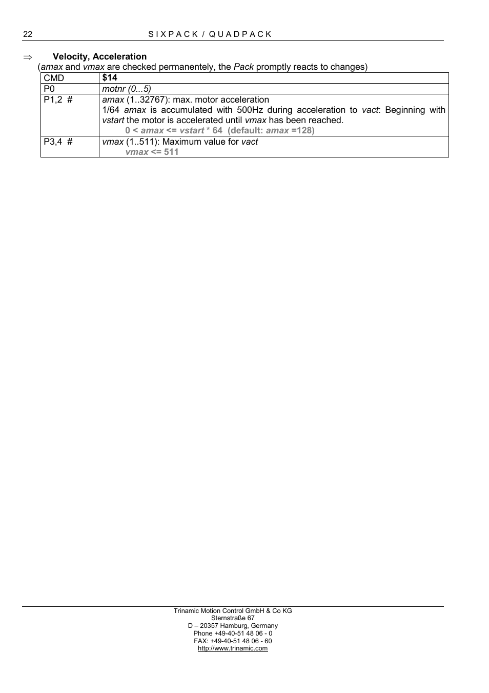 Velocity, acceleration | RMS Technologies 4-AXIS CONTROLLER/DRIVER User Manual | Page 22 / 33